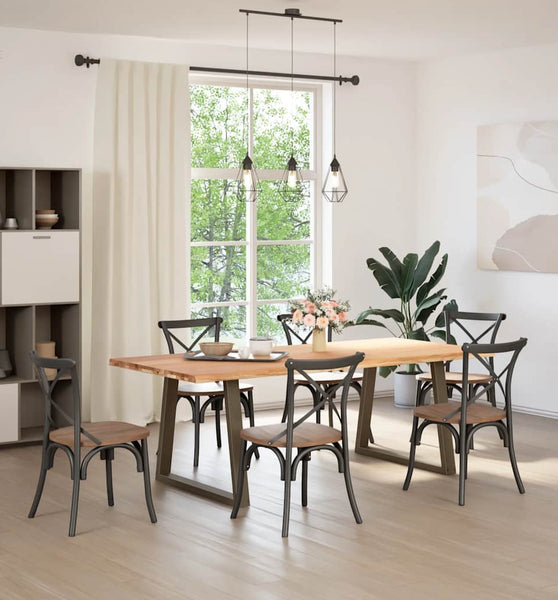 Esstisch mit Baumkanten 220x100x74 cm Massivholz Eiche