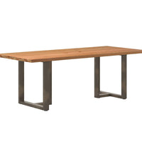 Esstisch mit Baumkanten 220x100x74 cm Massivholz Eiche Rechteck