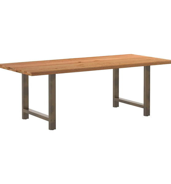 Esstisch mit Baumkanten 220x100x74 cm Massivholz Eiche Rechteck