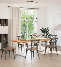 Esstisch mit Baumkanten 220x100x74 cm Massivholz Eiche Rechteck