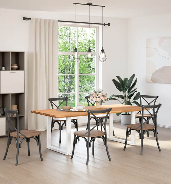 Esstisch mit Baumkanten 220x100x74 cm Massivholz Eiche Rechteck