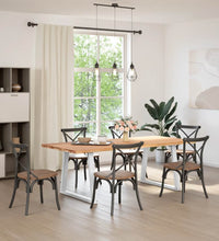 Esstisch mit Baumkanten 220x100x74 cm Massivholz Eiche