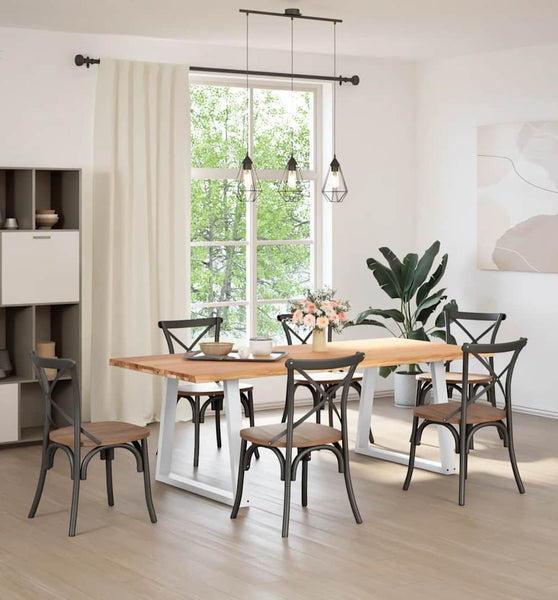 Esstisch mit Baumkanten 220x100x74 cm Massivholz Eiche