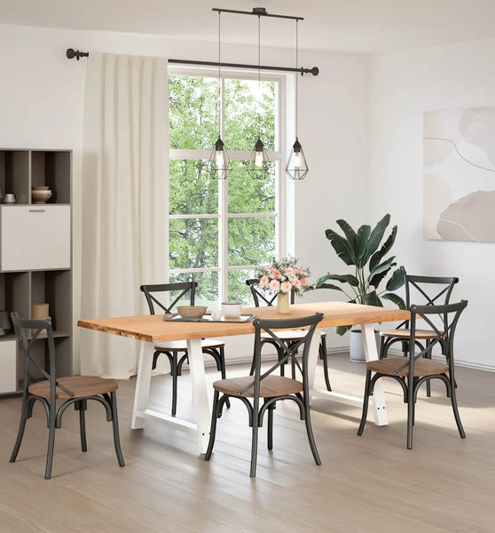 Esstisch mit Baumkanten 220x100x74 cm Massivholz Eiche Rechteck