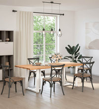 Esstisch mit Baumkanten 220x100x74 cm Massivholz Eiche Rechteck