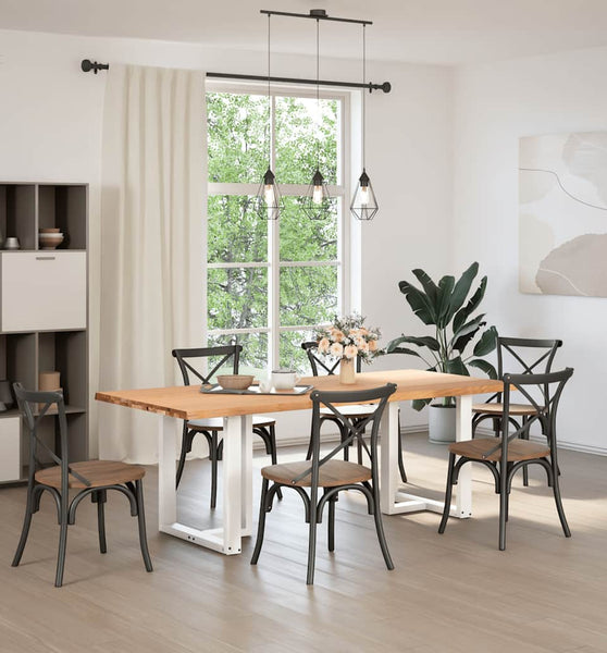 Esstisch mit Baumkanten 220x100x74 cm Massivholz Eiche Rechteck