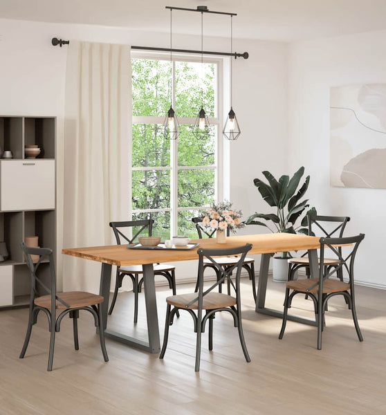 Esstisch mit Baumkanten 240x100x74 cm Massivholz Eiche