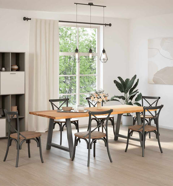 Esstisch mit Baumkanten 240x100x74 cm Massivholz Eiche Rechteck