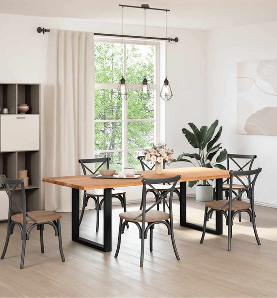 Esstisch mit Baumkanten 240x100x74 cm Massivholz Eiche Rechteck