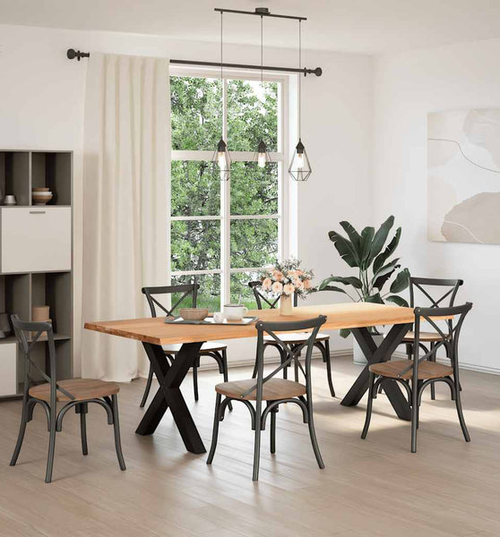 Esstisch mit Baumkanten 240x100x74 cm Massivholz Eiche Rechteck