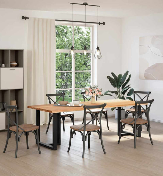 Esstisch mit Baumkanten 240x100x74 cm Massivholz Eiche Rechteck