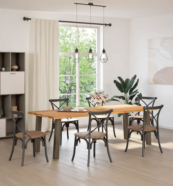 Esstisch Hellbraun 240x100x74 cm Massivholz Eiche Rechteckig