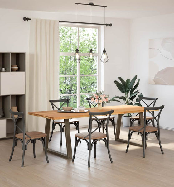 Esstisch mit Baumkanten 240x100x74 cm Massivholz Eiche