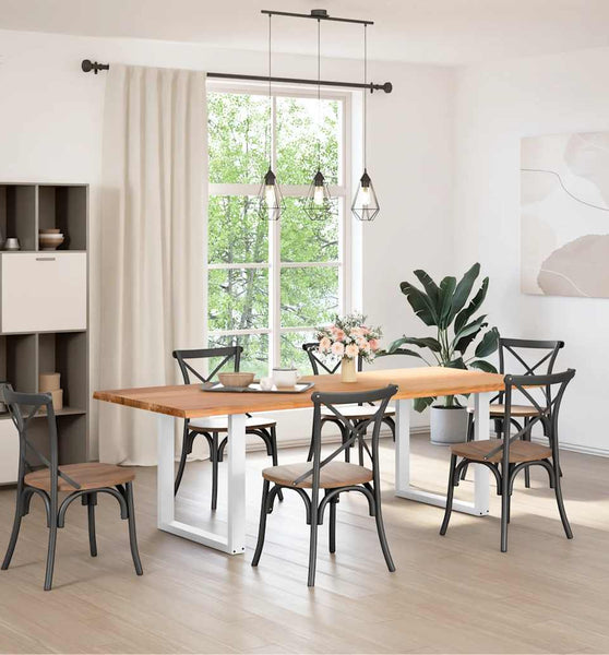 Esstisch mit Baumkanten 240x100x74 cm Massivholz Eiche Rechteck