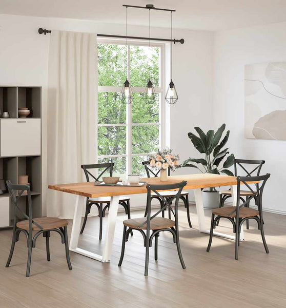 Esstisch mit Baumkanten 240x100x74 cm Massivholz Eiche Rechteck