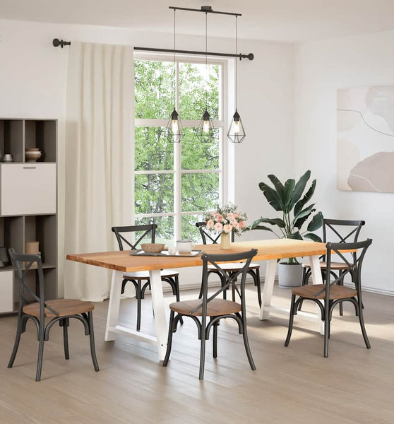 Esstisch mit Baumkanten 240x100x74 cm Massivholz Eiche Rechteck