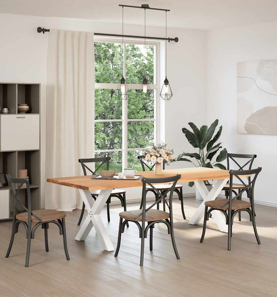 Esstisch mit Baumkanten 240x100x74 cm Massivholz Eiche Rechteck