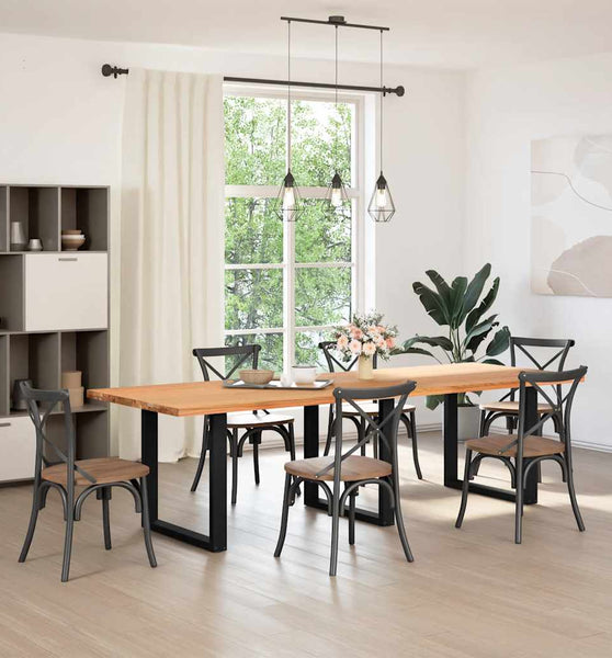 Esstisch Hellbraun 280x100x74 cm Massivholz Eiche Rechteckig