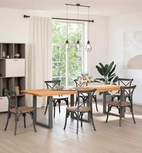 Esstisch Hellbraun 280x100x74 cm Massivholz Eiche Rechteckig