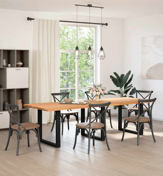 Esstisch Hellbraun 280x100x74 cm Massivholz Eiche Rechteckig