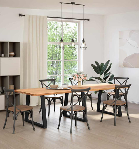 Esstisch mit Baumkanten 280x100x74 cm Massivholz Eiche