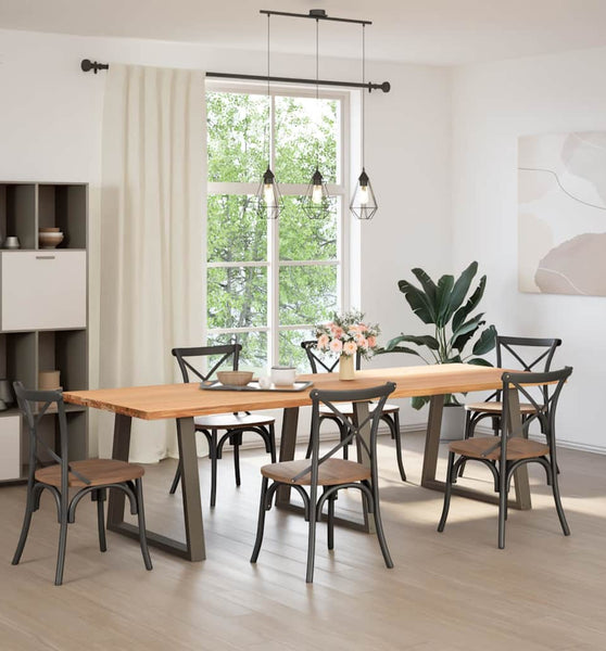 Esstisch mit Baumkanten 280x100x74 cm Massivholz Eiche