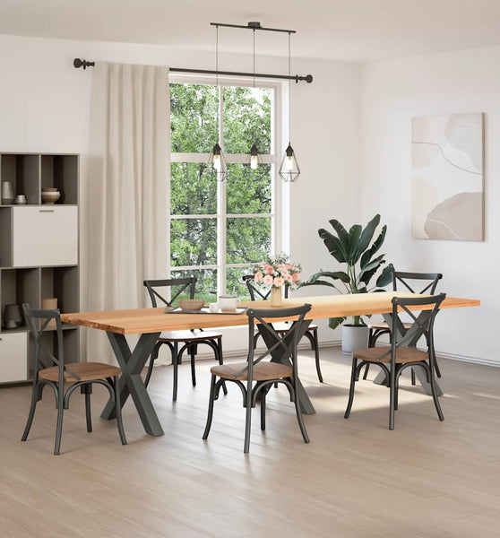 Esstisch Hellbraun 320x100x74 cm Massivholz Eiche Rechteckig