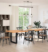 Esstisch Hellbraun 320x100x74 cm Massivholz Eiche Rechteckig