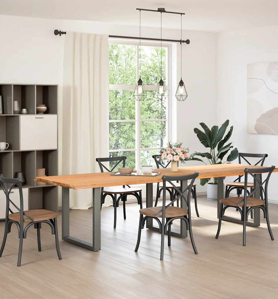 Esstisch Hellbraun 320x100x74 cm Massivholz Eiche Rechteckig