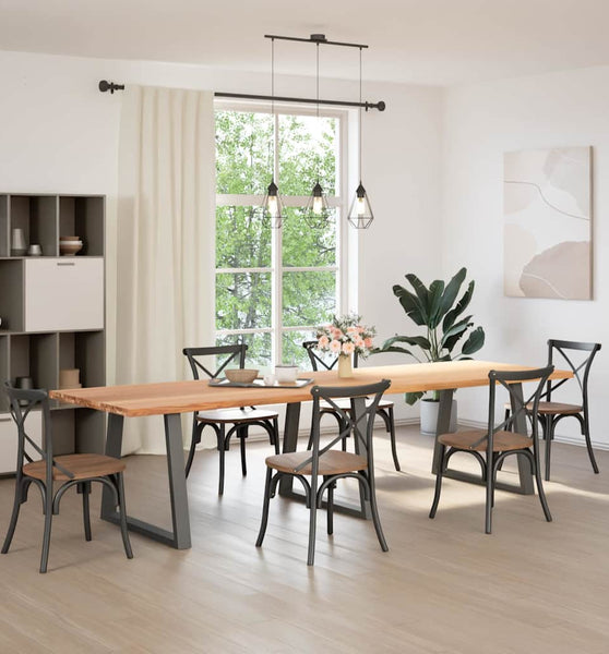 Esstisch mit Baumkanten 320x100x74 cm Massivholz Eiche