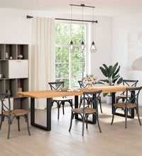 Esstisch Hellbraun 320x100x74 cm Massivholz Eiche Rechteckig