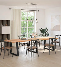 Esstisch mit Baumkanten 320x100x74 cm Massivholz Eiche