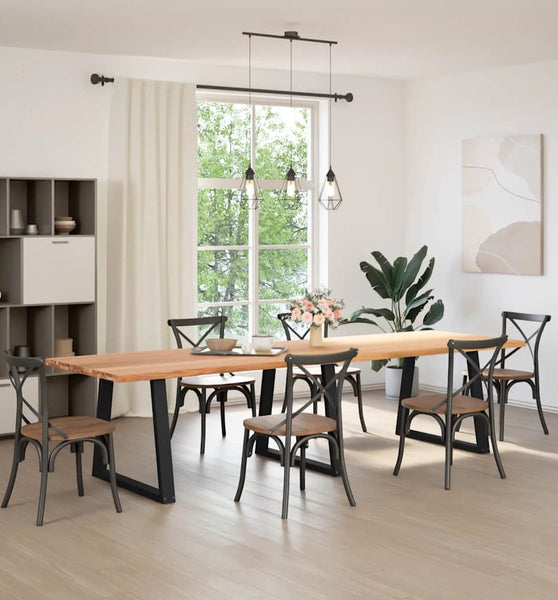 Esstisch mit Baumkanten 320x100x74 cm Massivholz Eiche