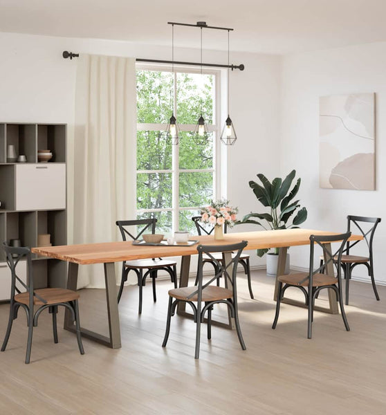 Esstisch mit Baumkanten 320x100x74 cm Massivholz Eiche