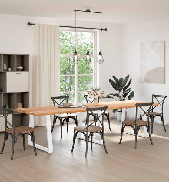 Esstisch mit Baumkanten 320x100x74 cm Massivholz Eiche