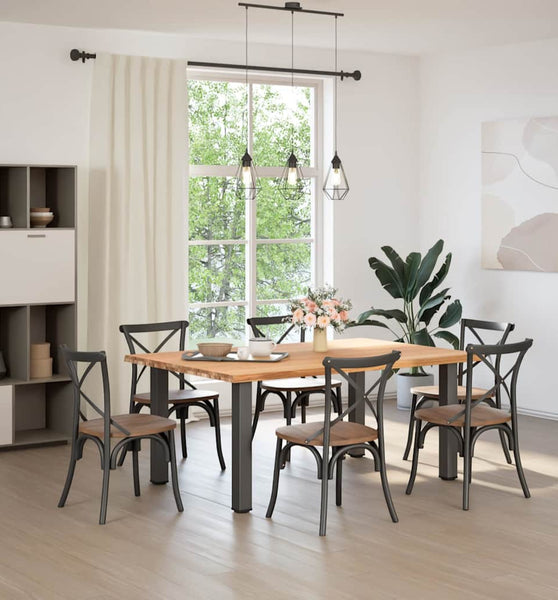 Esstisch mit Baumkanten 180x120x74 cm Massivholz Eiche Rechteck