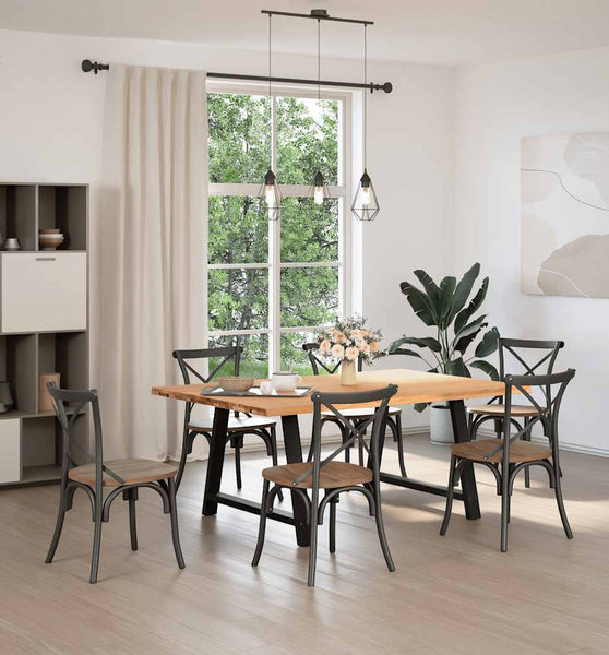 Esstisch mit Baumkanten 180x120x74 cm Massivholz Eiche