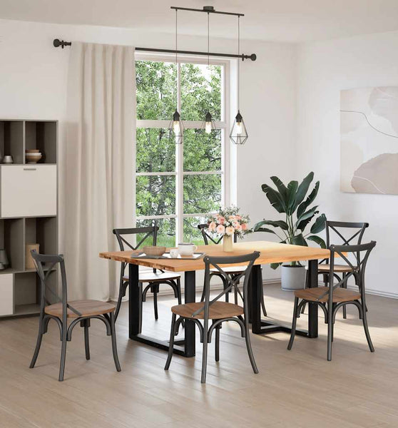 Esstisch mit Baumkanten 180x120x74 cm Massivholz Eiche