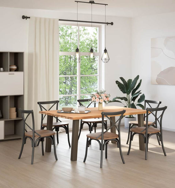 Esstisch mit Baumkanten 180x120x74 cm Massivholz Eiche Rechteck