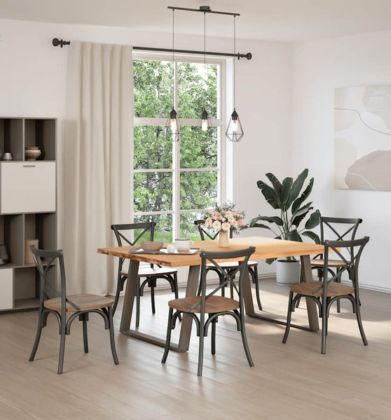 Esstisch mit Baumkanten 180x120x74 cm Massivholz Eiche Rechteck