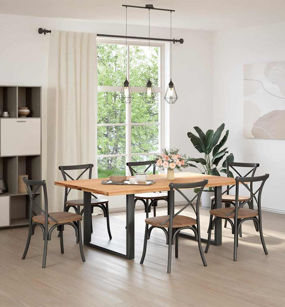 Esstisch Hellbraun 200x120x74 cm Massivholz Eiche Rechteckig