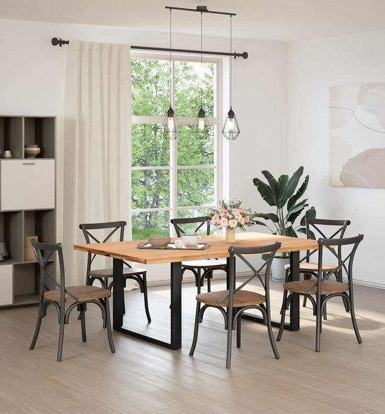 Esstisch Hellbraun 200x120x74 cm Massivholz Eiche Rechteckig