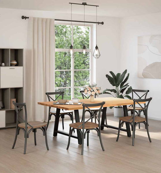 Esstisch Hellbraun 200x120x74 cm Massivholz Eiche Rechteckig