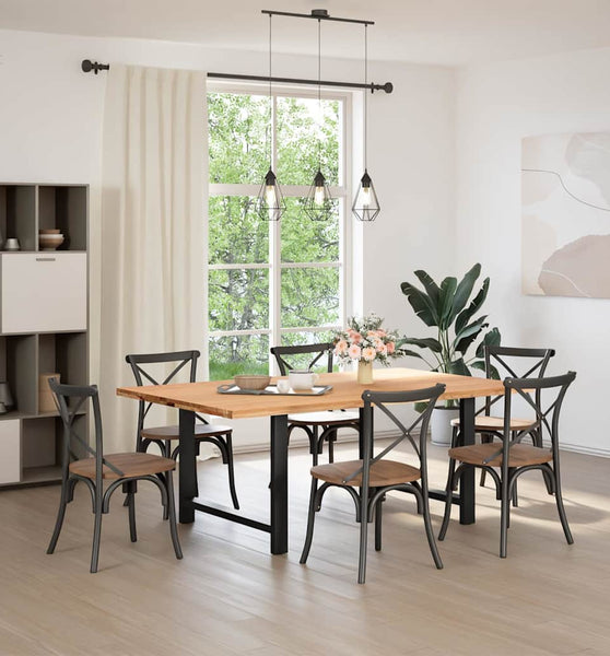 Esstisch Hellbraun 200x120x74 cm Massivholz Eiche Rechteckig