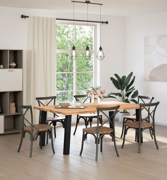 Esstisch Hellbraun 200x120x74 cm Massivholz Eiche Rechteckig