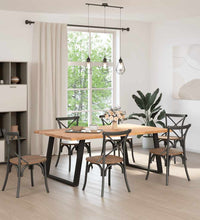 Esstisch mit Baumkanten 200x120x74 cm Massivholz Eiche Rechteck