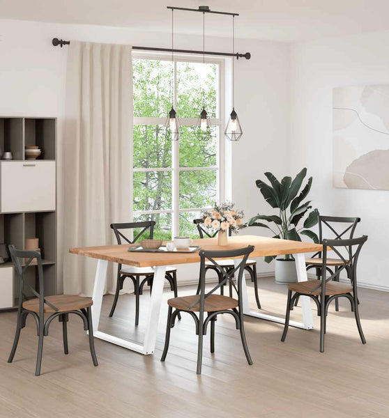 Esstisch mit Baumkanten 200x120x74 cm Massivholz Eiche Rechteck