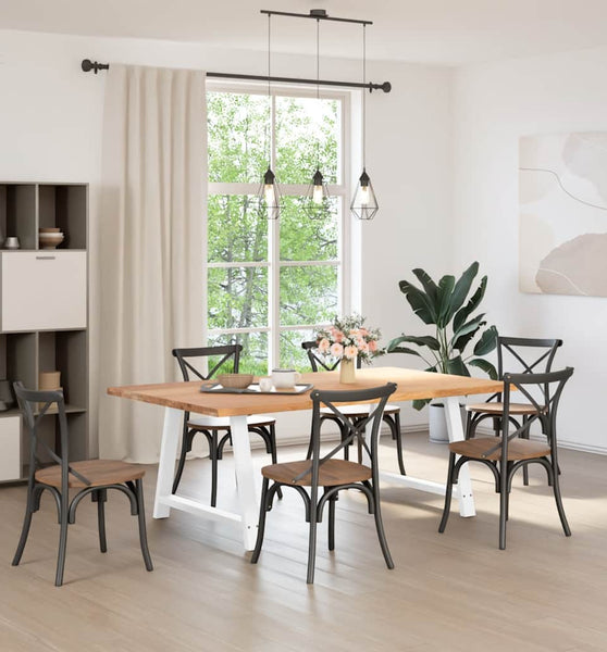 Esstisch mit Baumkanten 200x120x74 cm Massivholz Eiche Rechteck