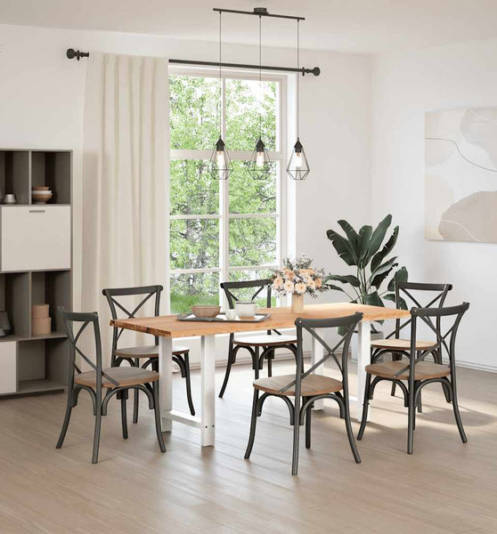 Esstisch mit Baumkanten 200x80x74cm Massivholz Eiche Rechteckig