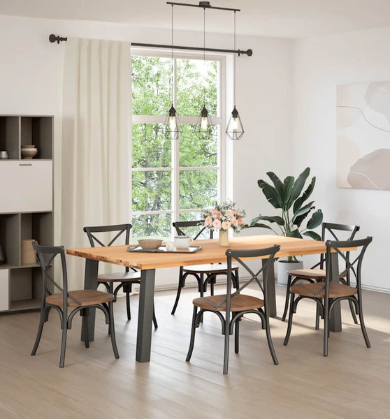 Esstisch Hellbraun 220x120x74 cm Massivholz Eiche Rechteckig